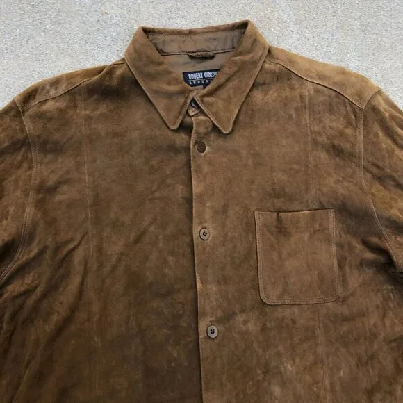 ROBERT COMSTOCK Endurance Leather Suede Jacket Men's LG Brown Long Sleeve Collar - Picture 3 of 12